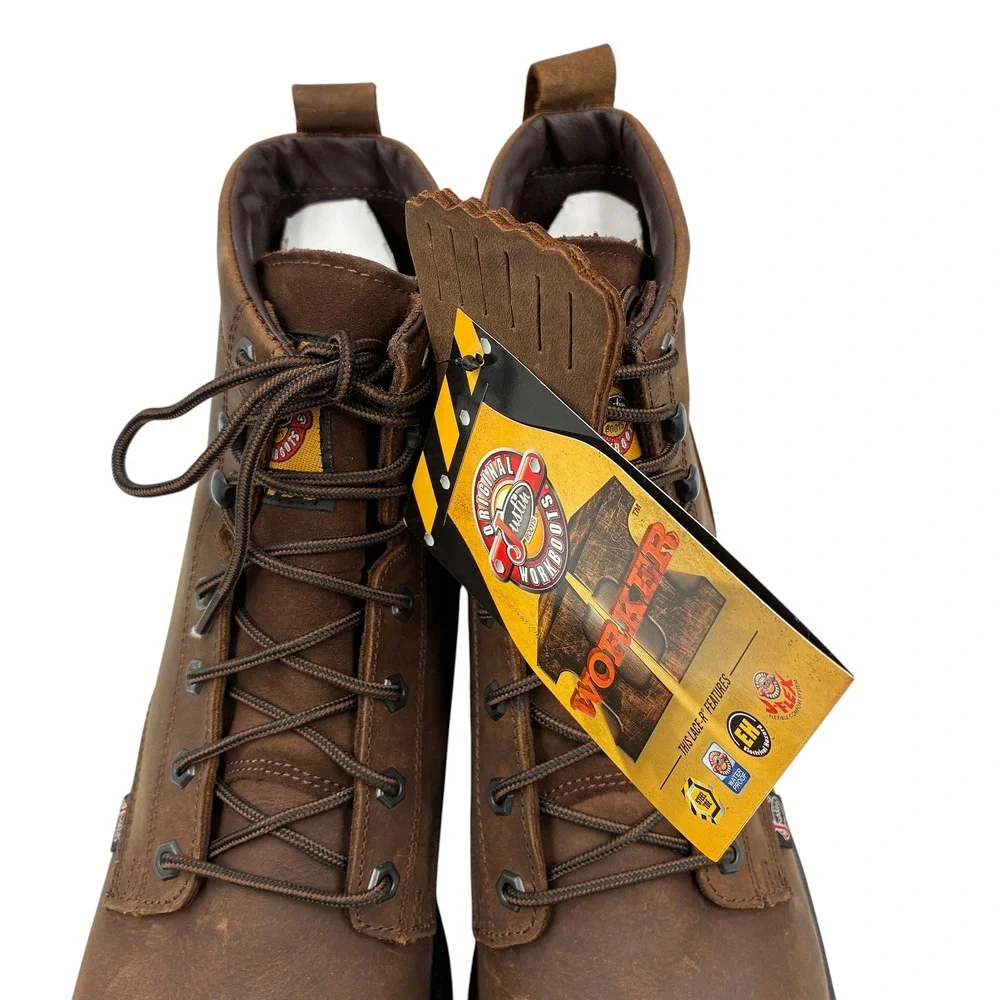 Justin Original Workboots WK969 Men 14EE Brown Leather Steel Toe Waterproof Boot